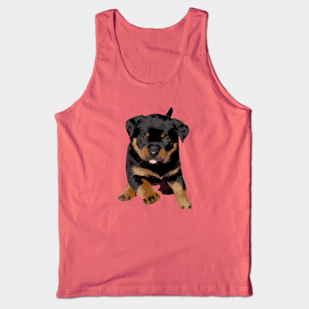 Cute Rottweiler Puppy Running With Tongue Out Tank Top by taiche